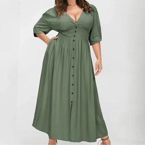 Bloomchic Elegant Olive Green Women's Dress, 18-20